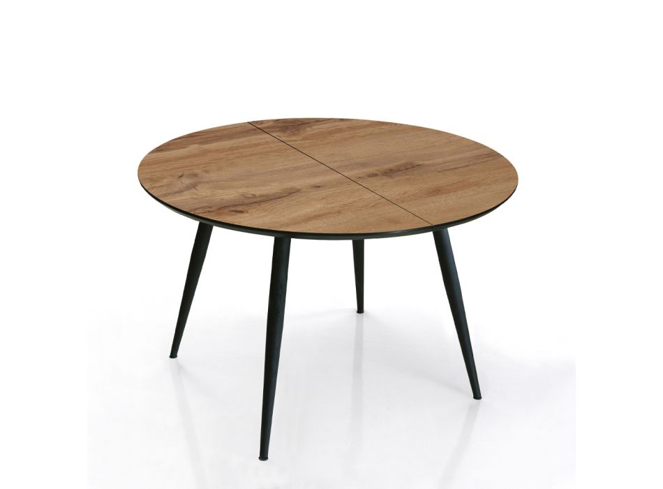Runder Tisch, ausziehbar auf 150 cm, helles Walnuss-Finish – Capone Viadurini