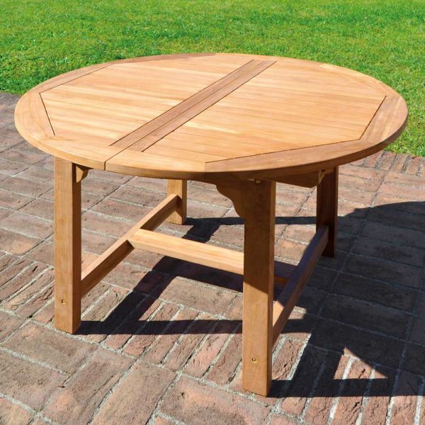 Runder gartentisch ausziehbar auf 170 cm aus teakholz - armonia