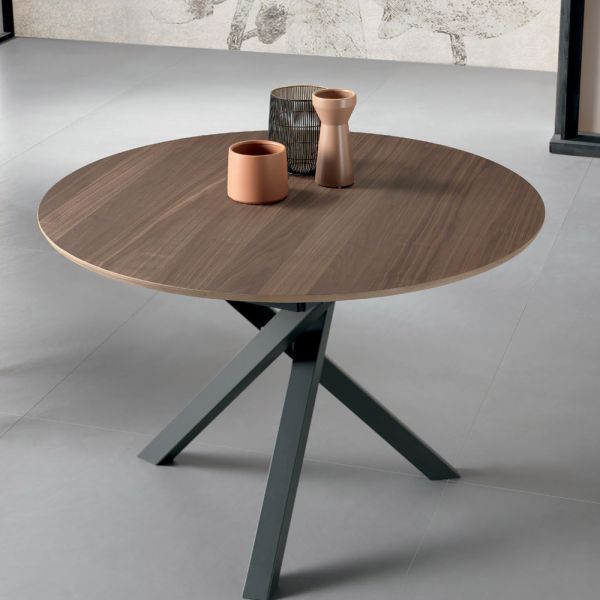 Ausziehbarer runder tisch aus furniertem holz - tonico