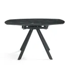 Ausziehbarer runder Tisch aus Sinterstein mit Marmoroptik - Portico Viadurini