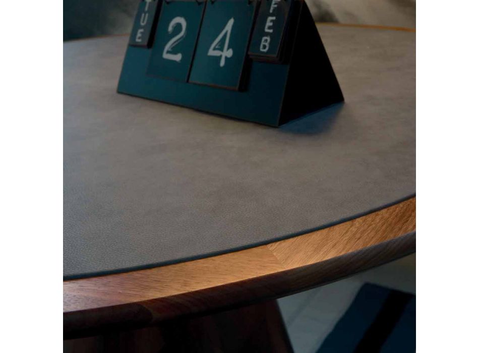 Runder Tisch mit massiver Platte aus natürlichem Walnussholz, Carlo Viadurini