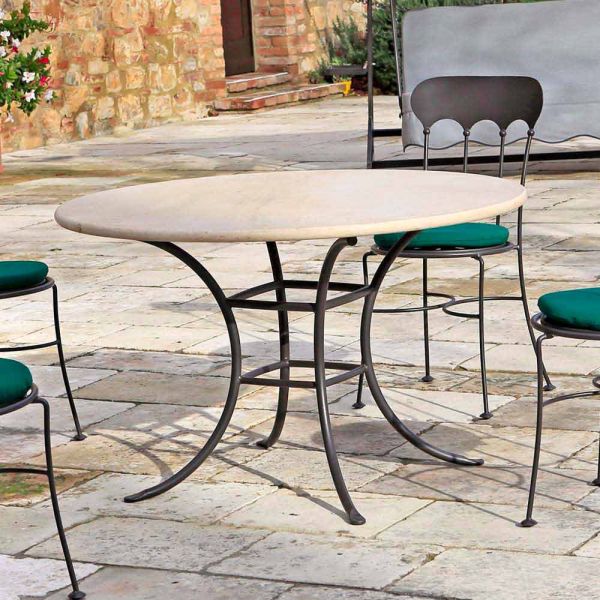 Runder gartentisch mit travertinplatte made in italy - schottland