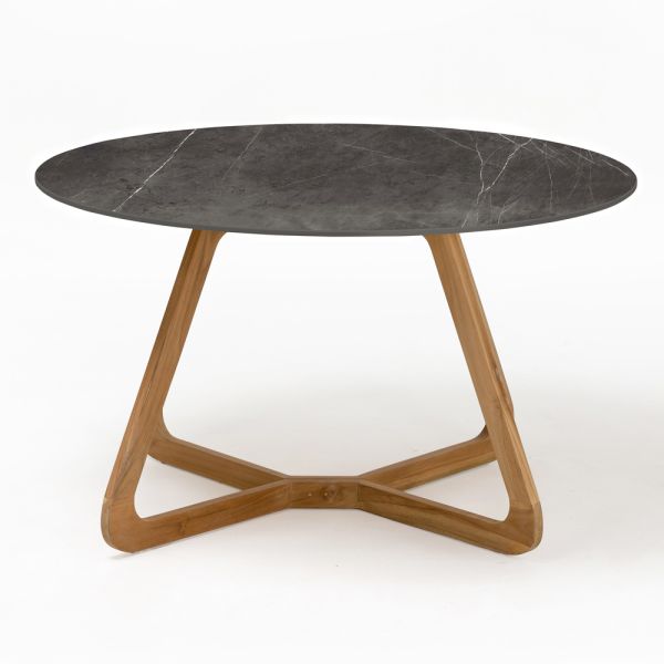 Runder gartentisch aus pietra grey keramik made in italy - pegaso
