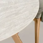 Runder Außentisch aus heller Travertinkeramik Made in Italy - Pegaso Viadurini