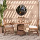 Runder Gartentisch aus Polyrattan mit Glasplatte - Gigi Viadurini
