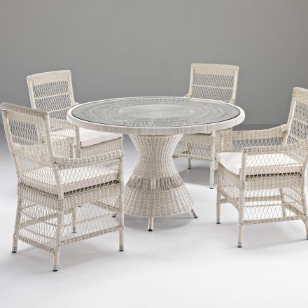 Runder Gartentisch mit 4 Sesseln mit Armlehnen - Gigi Viadurini
