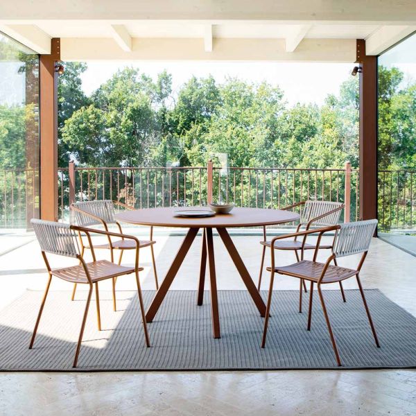 Runder gartentisch aus verzinktem stahl made in italy - brienne