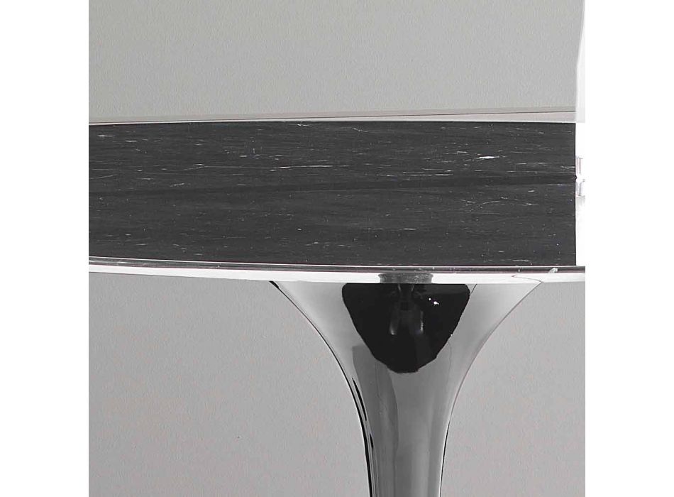 Runder Esstisch aus Marquinia Marmor und Aluminium Made in Italy - Nero Viadurini