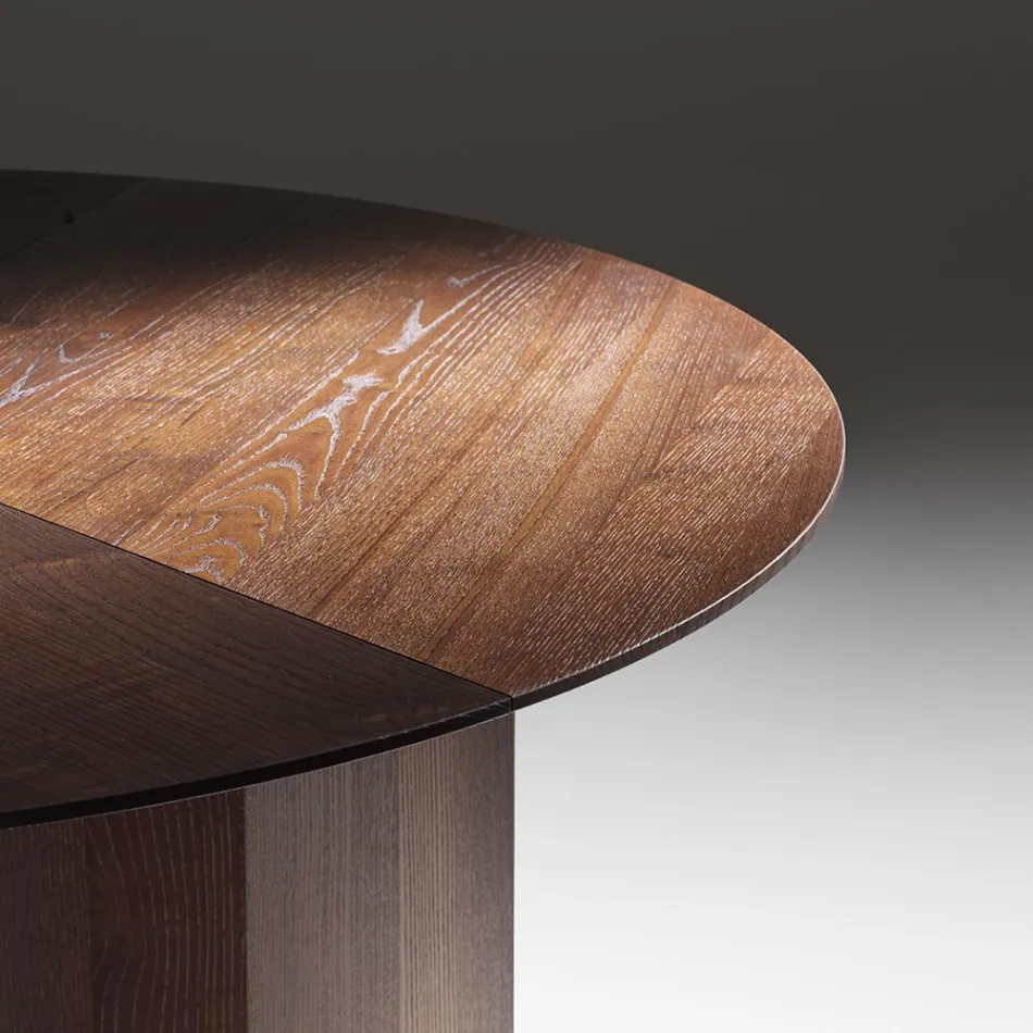 Runder Esstisch aus eschenfurniertem Sperrholz - Libra Viadurini
