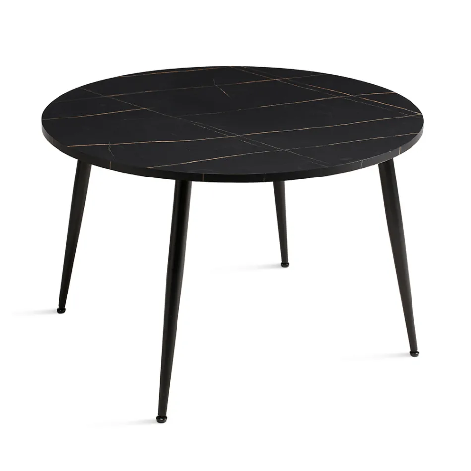Runder Sechssitzer-Tisch mit MDF-Platte und Metallgestell - Croma Viadurini