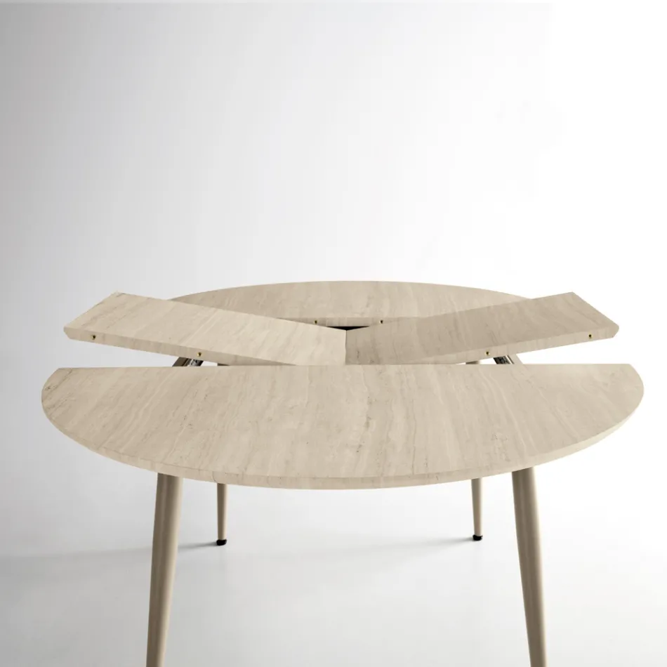 Runder Sechssitzer-Tisch mit MDF-Platte und Metallgestell - Croma Viadurini