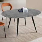 Runder Sechssitzer-Tisch mit MDF-Platte und Metallgestell - Croma Viadurini