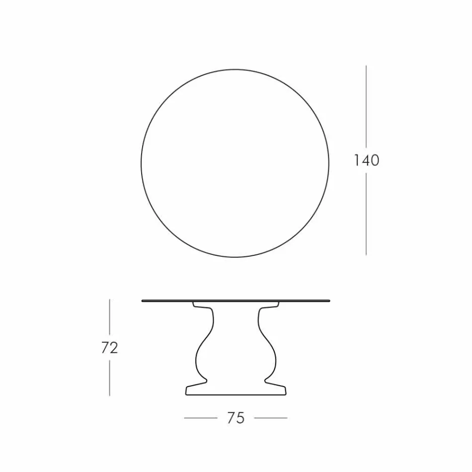 Runder Tisch im klassischen Design mit Platte aus Ø140 und HPL - 19. Jahrhundert von Slide Viadurini