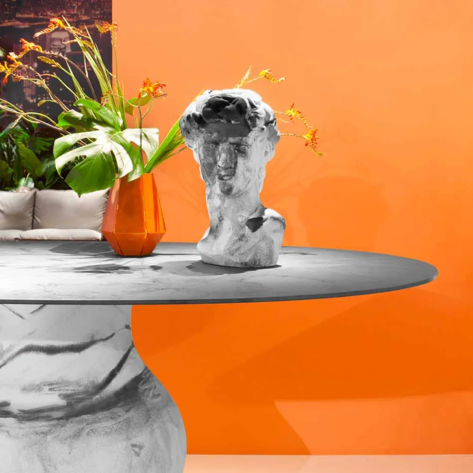 Runder Tisch im klassischen Design mit Platte aus Ø140 und HPL - 19. Jahrhundert von Slide Viadurini