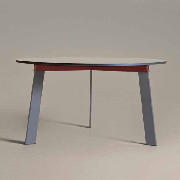 Runder tisch mit modernem design aus stahl und farbig lackiertem mdf - aronte