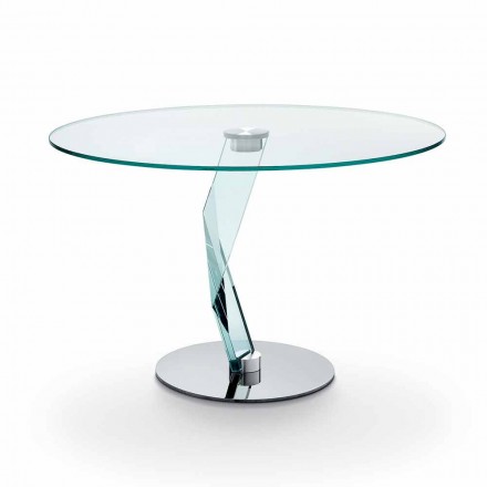 Runder Tisch in modernem Design aus extra klarem Glas made in Italy - Akka Viadurini