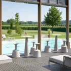 Runder Tisch aus Polyethylen Slide Hoplà (H110) hpl-Platte in Italien hergestellt Viadurini