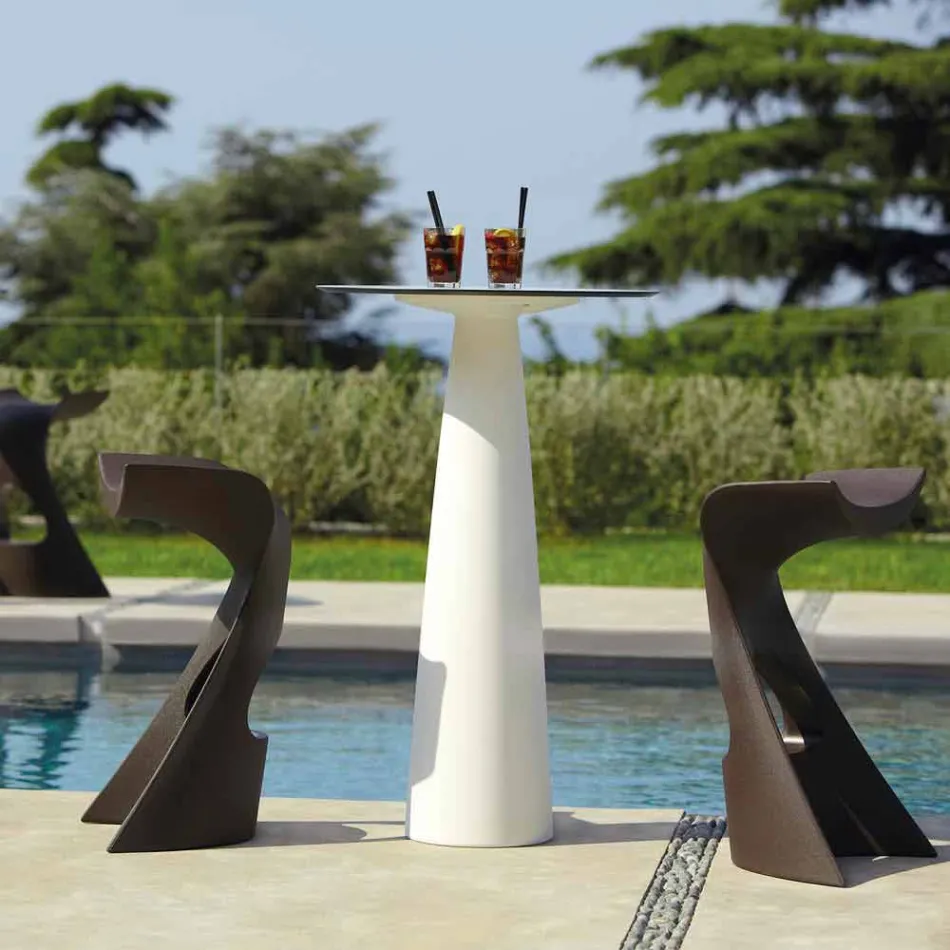 Runder Tisch aus Polyethylen Slide Hoplà (H110) hpl-Platte in Italien hergestellt Viadurini