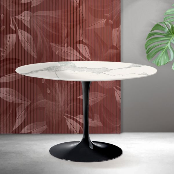 Saarinen tulip rundtisch h 74 cm in florim statuario mattkeramik - scharlachrot