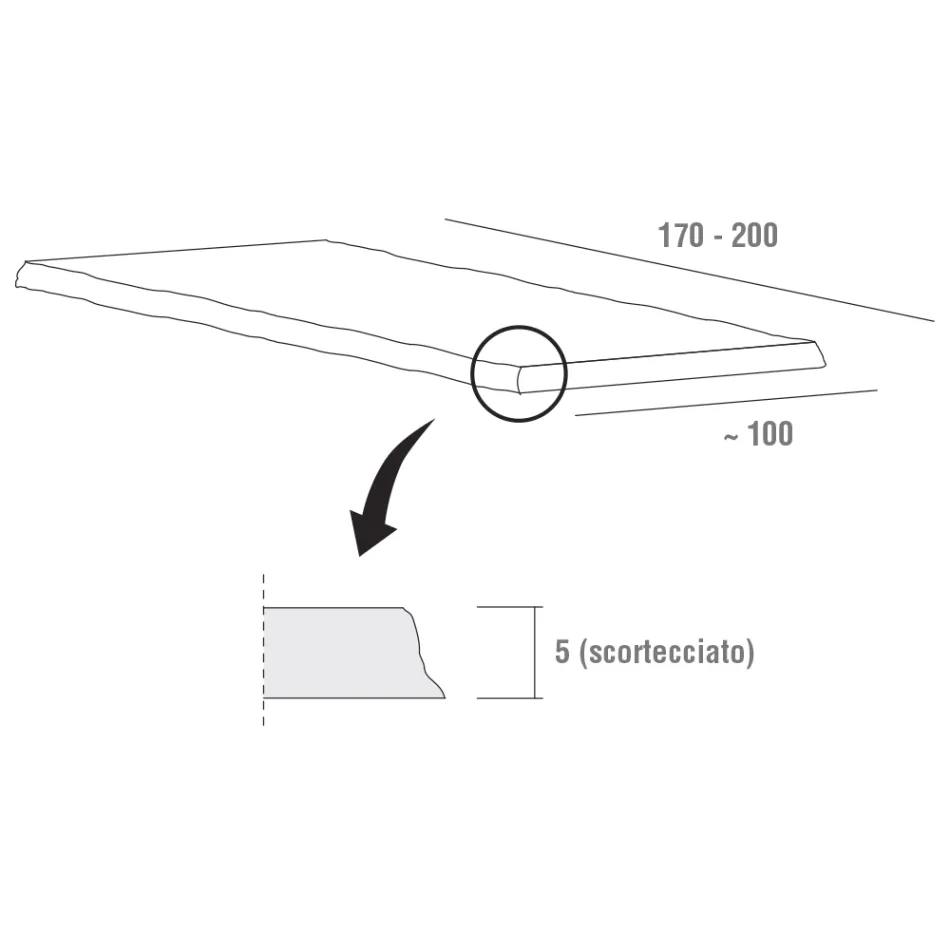 Esstisch mit entrindeter Eichenplatte, hergestellt in Italien – Pinocchio Viadurini