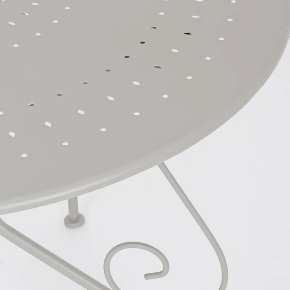 Runder Gartentisch im Shabby-Chic-Stil aus lackiertem Stahl – Verzauberung Viadurini