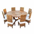 Runder Tisch aus echtem Tisch aus Teakholz und Massivholz für den Außenbereich Viadurini