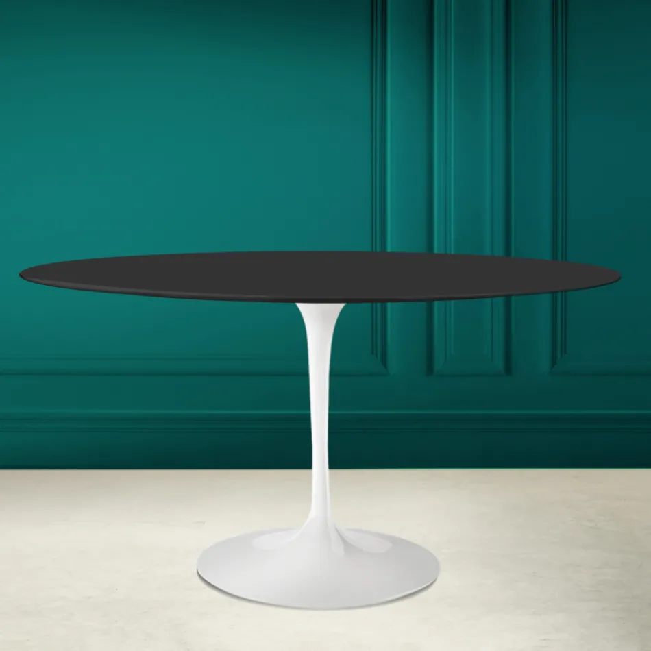 Tulip Tisch Eero Saarine H 73 Oval in Noir Weichkeramik Made in Italy - Scharlachrot Viadurini