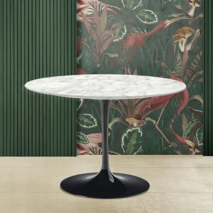 Tulpentisch Eero Saarinen H 73 mit Carrara-Marmorplatte Made in Italy - Scharlachrot Viadurini