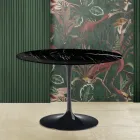 Eero Saarinen Tulpentisch H 73 mit schwarzer Marquinia-Marmorplatte Made in Italy - Scharlachrot Viadurini