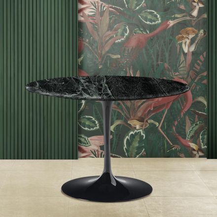 Eero Saarinen Tulip Table H 73 mit grüner Alpi-Marmorplatte, hergestellt in Italien – Scharlachrot Viadurini