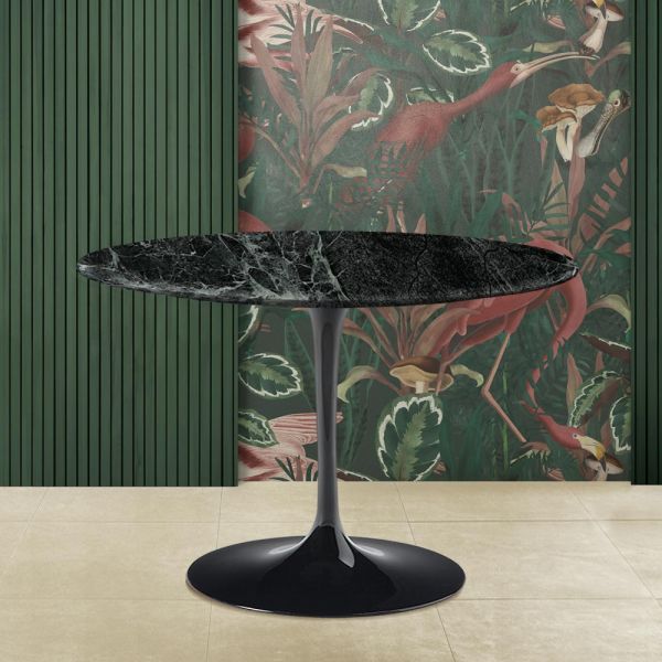 Eero saarinen tulpentisch h 74 mit grüner alpi-marmorplatte, hergestellt in italien - scharlachrot