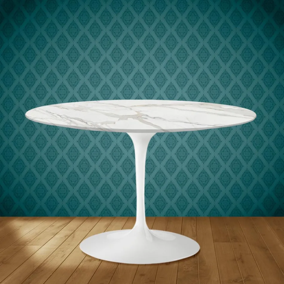 Tulpentisch Eero Saarinen H 73 in Keramik Morpheus Made in Italy - Scharlachrot Viadurini