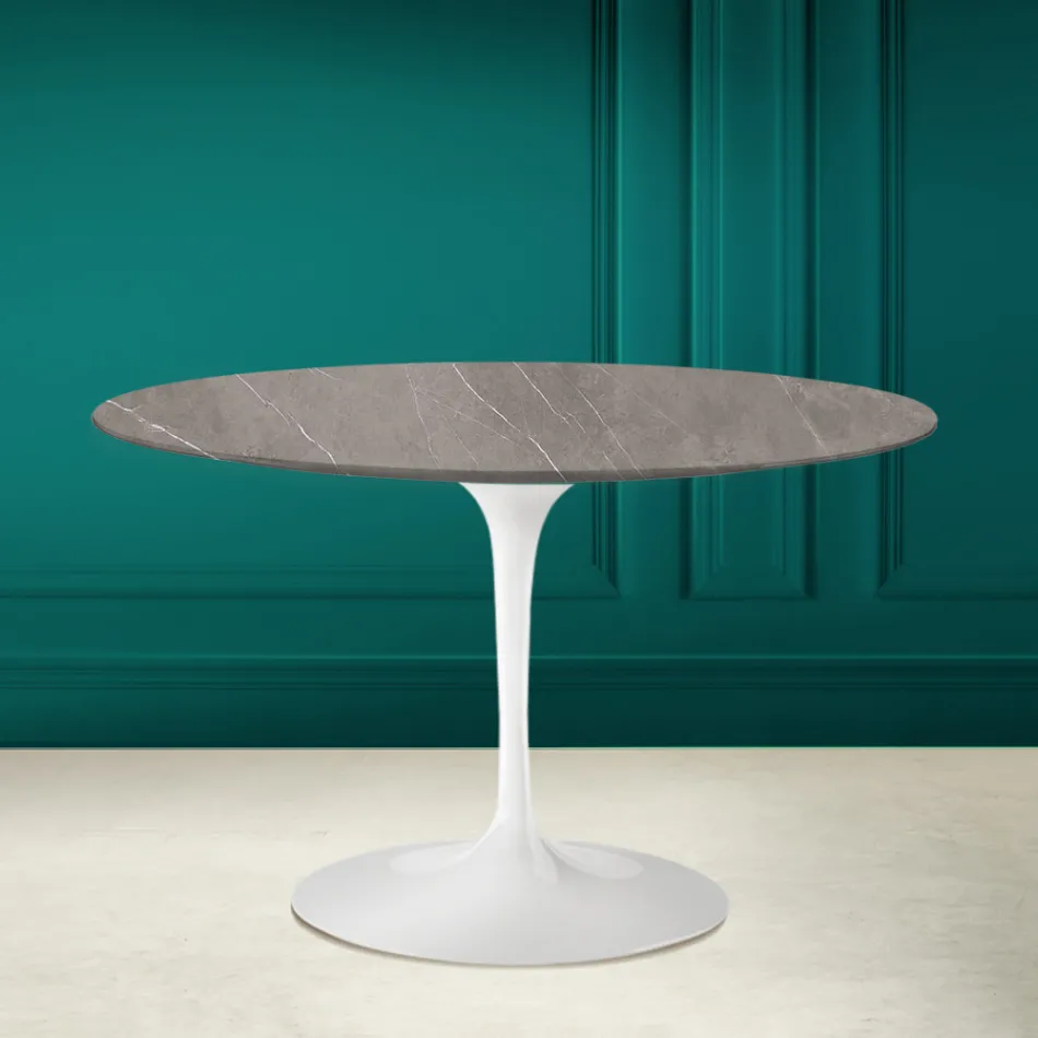 Tulpentisch Eero Saarinen H 73 aus Keramik Pietra Grau Made in Italy - Scharlachrot Viadurini