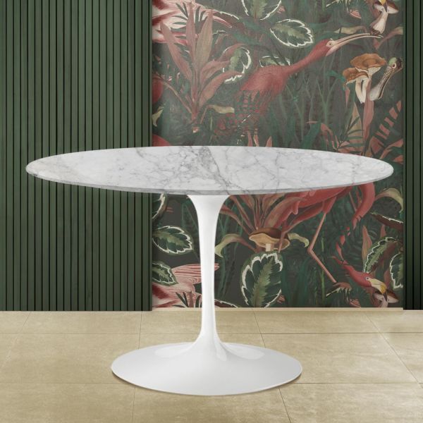 Tulpentisch eero saarinen h 74 aus arabescato-marmor made in italy - scharlachrot