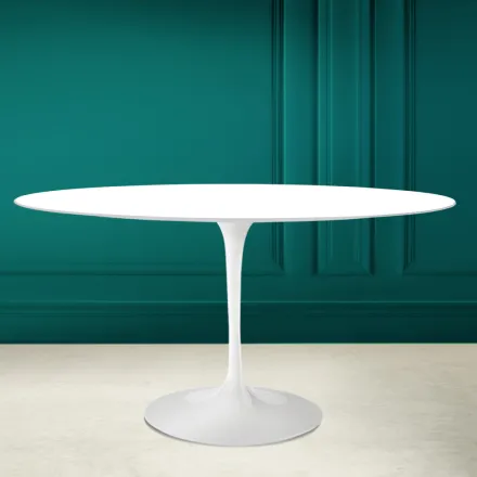 Tulpentisch Eero Saarinen H 73 Oval in absolut weißer Keramik Made in Italy - Scharlachrot Viadurini
