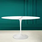 Tulpentisch Eero Saarinen H 73 Oval aus Calacatta Michelangelo-Keramik Viadurini