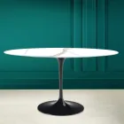 Tulpentisch Eero Saarinen H 73 Oval aus Calacatta Michelangelo-Keramik Viadurini