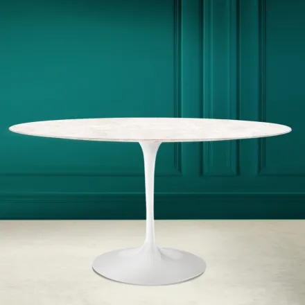 Tulpentisch Eero Saarinen H 73 Oval in Diamant Creme Keramik Made in Italy - Scharlachrot Viadurini