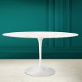 Tulip Eero Saarinen H 73 Ovaler Tisch aus Keramik, Diamantcreme, hergestellt in Italien – Scarlet