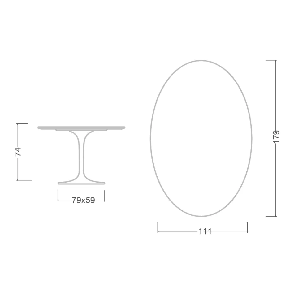 Tulpentisch Eero Saarinen H 73 Oval aus Keramik Kira Made in Italy - Scharlachrot Viadurini