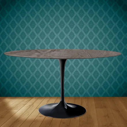 Tulpentisch Eero Saarinen H 73 Oval aus Keramik Kira Made in Italy - Scharlachrot Viadurini