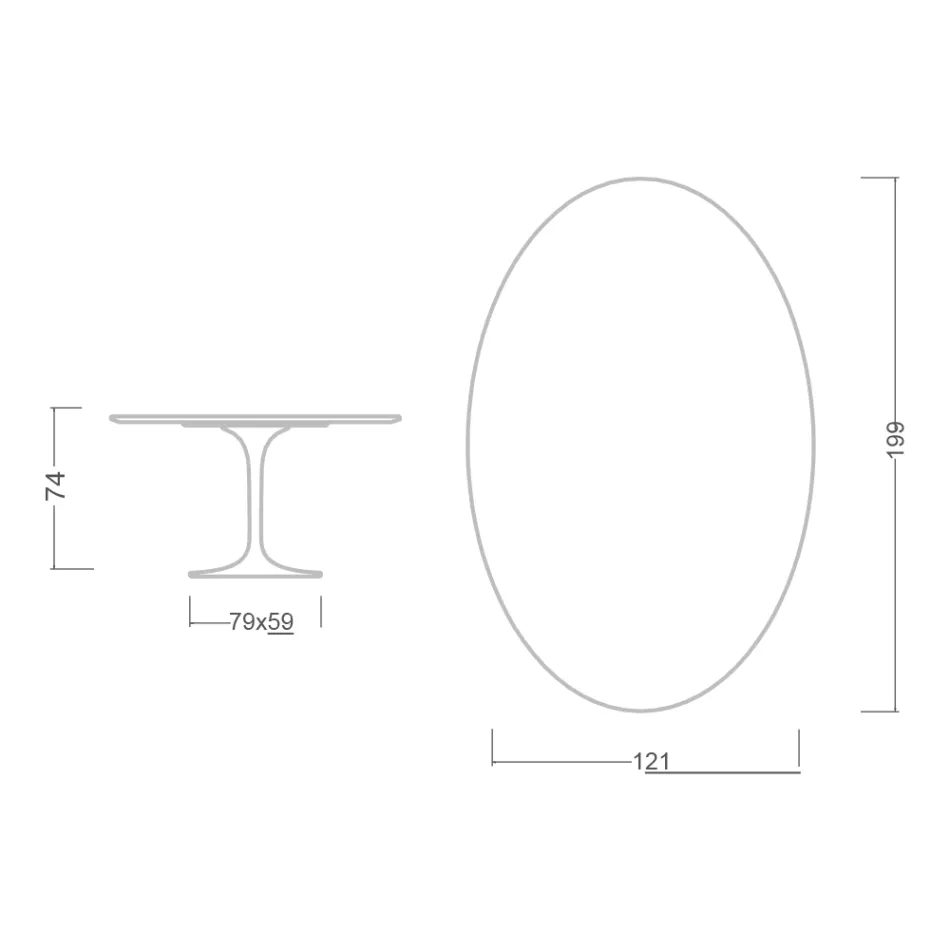 Tulpentisch Eero Saarinen H 73 Oval aus Keramik Marquinia Made in Italy - Scharlachrot Viadurini