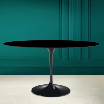 Tulpentisch Eero Saarinen H 73 Oval in absolutem Schwarz Keramik Made in Italy - Scharlachrot Viadurini