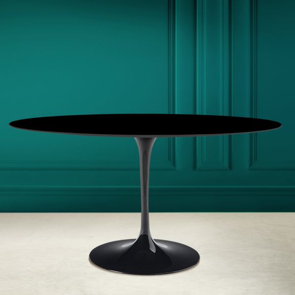 Tulpentisch eero saarinen h 74 oval in absolutem schwarz keramik made in italy - scharlachrot