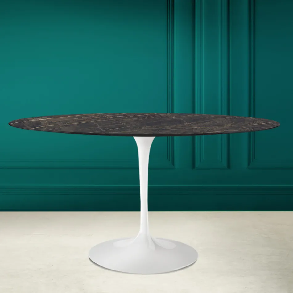 Tulpentisch Eero Saarinen H 73 Oval aus Keramik Noir Desire Made in Italy - Scharlachrot Viadurini