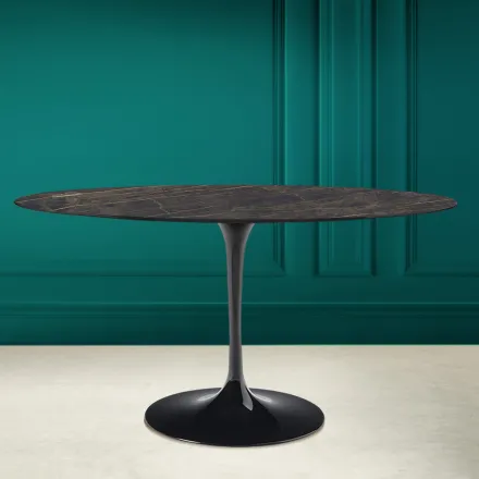 Tulpentisch Eero Saarinen H 73 Oval aus Keramik Noir Desire Made in Italy - Scharlachrot Viadurini