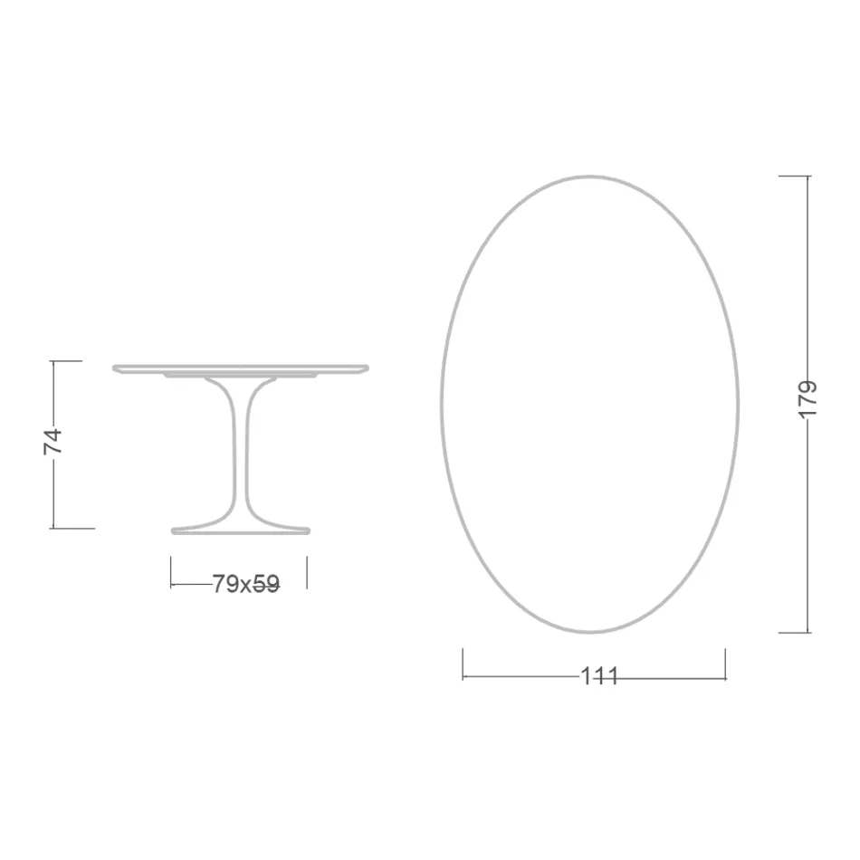 Tulpentisch Eero Saarinen H 73 Oval aus Keramik Noir Laurent Made in Italy - Scharlachrot Viadurini