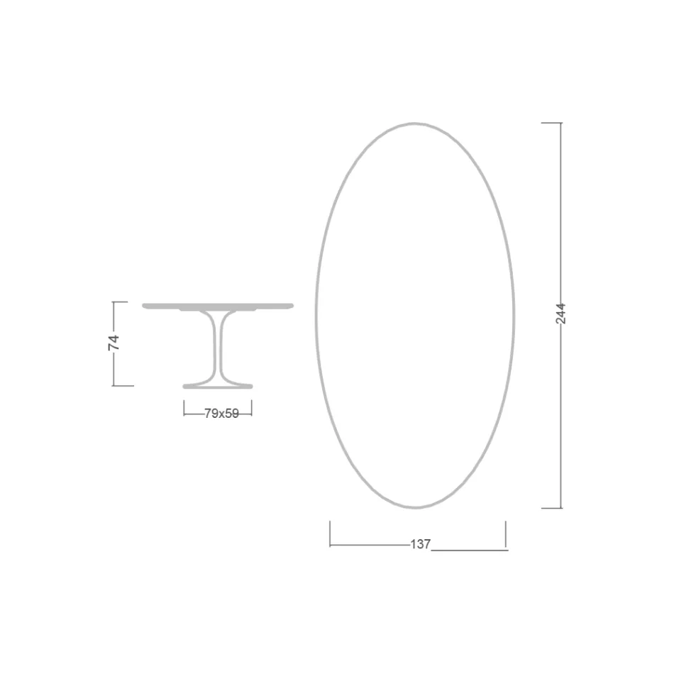 Tulpentisch Eero Saarinen H 73 Oval aus Keramik Noir Laurent Made in Italy - Scharlachrot Viadurini