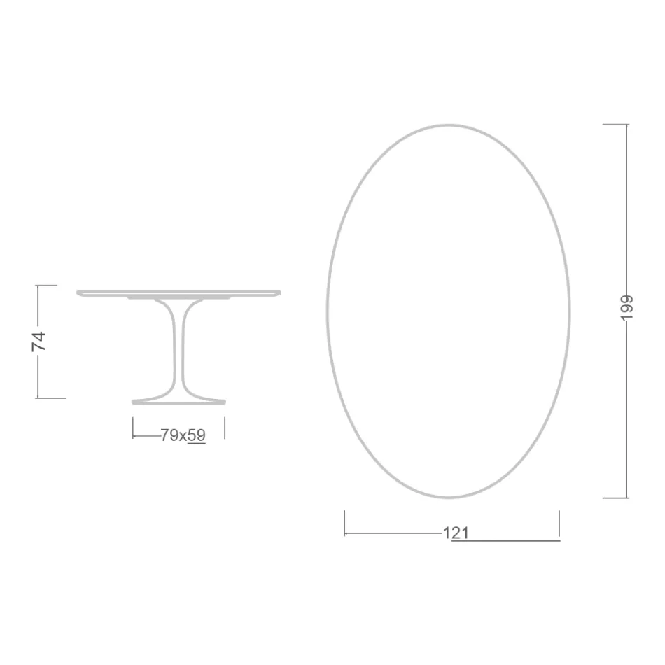 Tulpentisch Eero Saarinen H 73 Oval aus Keramik Noir Laurent Made in Italy - Scharlachrot Viadurini