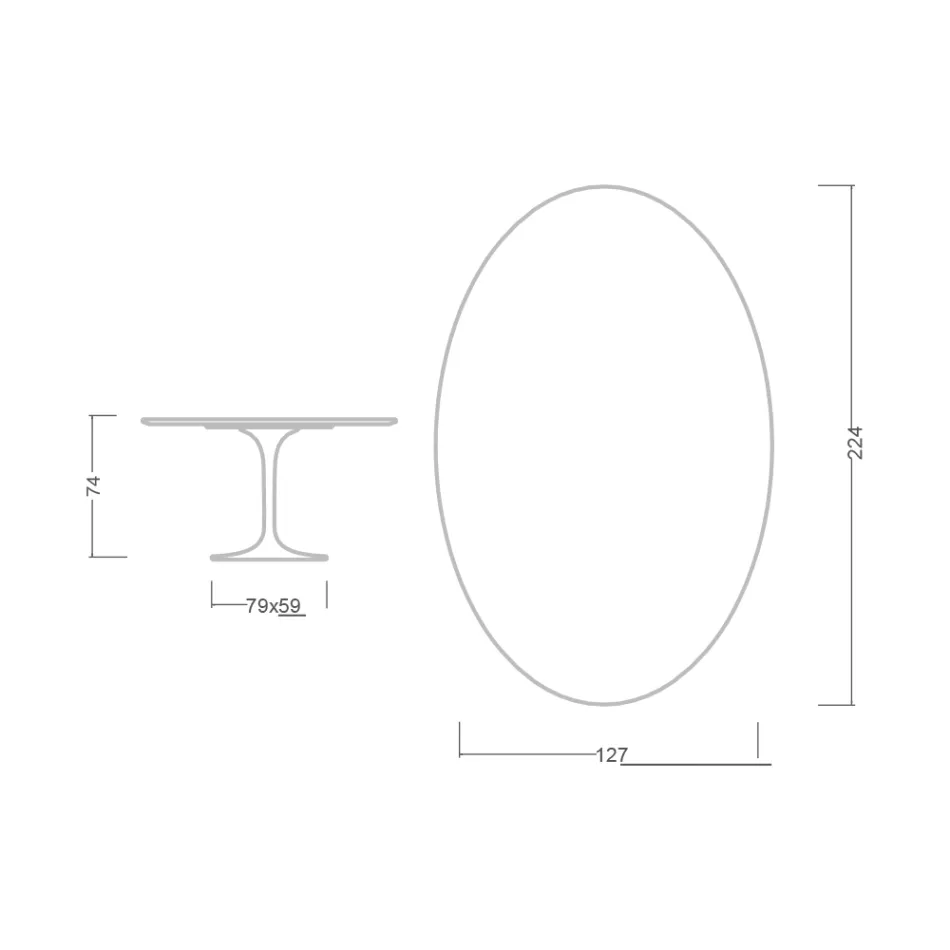 Tulpentisch Eero Saarinen H 73 Oval aus Keramik Rem Made in Italy - Scharlachrot Viadurini